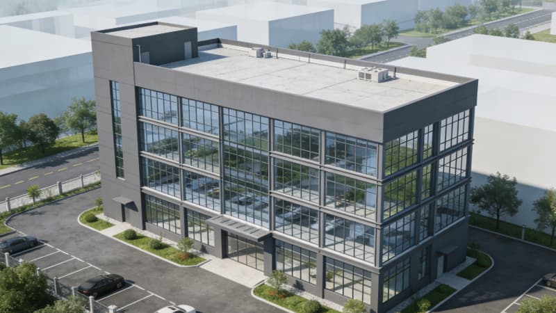 合肥廠房設計：8000平含無塵車間、辦公區一體化效果圖