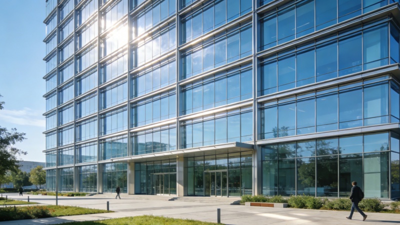 現代辦公樓電梯廳效果圖，簡約商務風設計展示